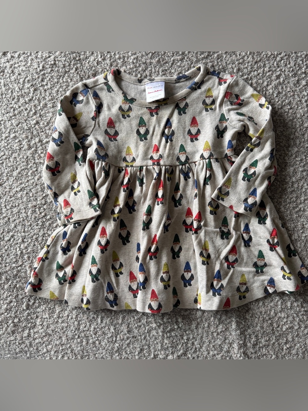 Hanna Andersson Gnome Long Sleeve 100% Organic Cotton Dress | 12 - 18 mo